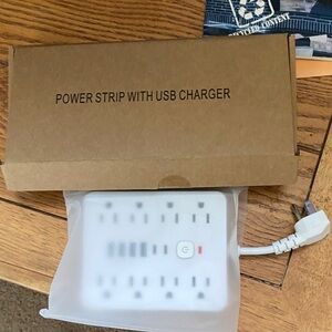 White Power Strip with USB Charger